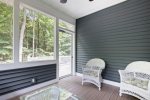 This screen porch has direct access to the deck